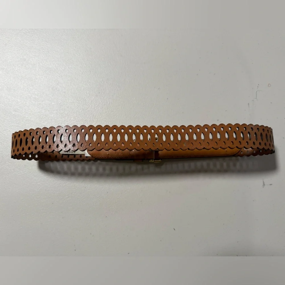 Fossil Tan Brown Perforated Leather Belt Size Small Boho Classic Western